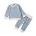 thumbnail image 1 of Darzheoy Toddler Girls Outfits Loose Fall Winter Casual Stripped T-Shirt And Pocket Pants 2 Piece Round Neck Long Sleeve Solid Color Sets ,Size 3 Months-2 Years, 1 of 9