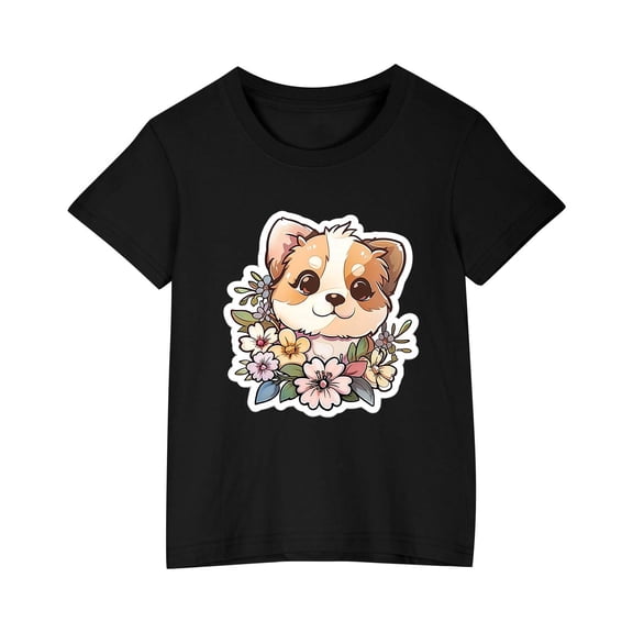 Darzheoy Toddler Girls T-Shirt Short Sleeve Shirt Solid Print Cute Summer Tops Tees Graphic for 3-9 T