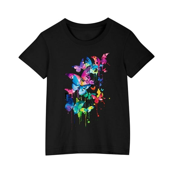 Darzheoy Toddler Girls T-Shirt Short Sleeve Shirt Solid Print Cute Summer Tops Tees Graphic for 3-9 T