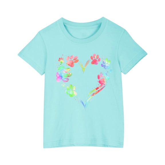 Darzheoy Toddler Girls T-Shirt Short Sleeve Shirt Solid Print Cute Summer Tops Tees Graphic for 3-9 T