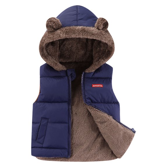 Darzheoy Toddler Kids Baby Boys Girls Winter Warm Solid Coats Bear Ears Hooded Padded Jacket Outwear For 12-18 Months