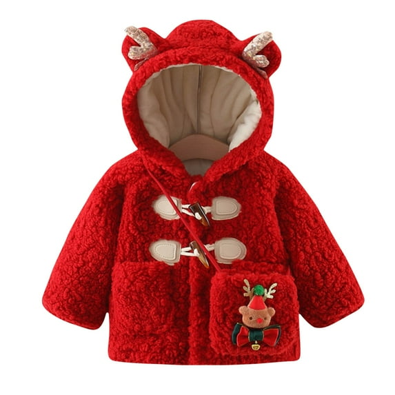 Darzheoy Toddler Kids Baby Boys Girls Winter Warm Solid Coats Bear Ears Hooded Padded Jacket Outwear For 12-18 Months