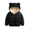 thumbnail image 1 of Darzheoy Toddler Kids Baby Boys Girls Winter Warm Solid Coats Bear Ears Hooded Padded Jacket Outwear For 12-18 Months, 1 of 3