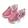 thumbnail image 1 of Darzheoy Toddler Kids Girls Slip On Glitter Lights Up Walking Shoes Age 3-6, 1 of 3