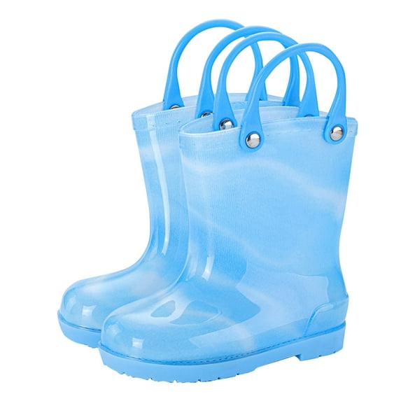 Darzheoy Toddler-Kids Water-proof Light Up Rain Boots Patterns and Glitter Boots with Handles for 2-8 Boys and Girls