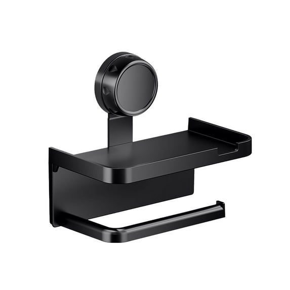 Darzheoy Toilet Paper Holder Wall Mount Suction Cup Toilet Paper Holder with Shelf Suction Cup Toilet Roll Holder with Storage Tray Wall Tissue Roll Dispenser for Bathroom