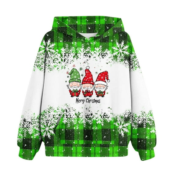 Darzheoy Unisex Kids Christmas Fleece Hoodie with Kangaroo Pocket Thanksgiving Sweatshirt for Boy Girl 2-14 Years