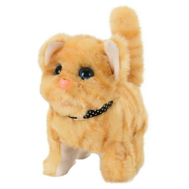 Darzheoy Walking Kitty Plush Toy Electric Interactive Cat Stuffed Animal Meowing Tail Wagging Head Nodding Cat Pet Toy Animated Kitten Christmas Birthday Gift for Kids Toddlers