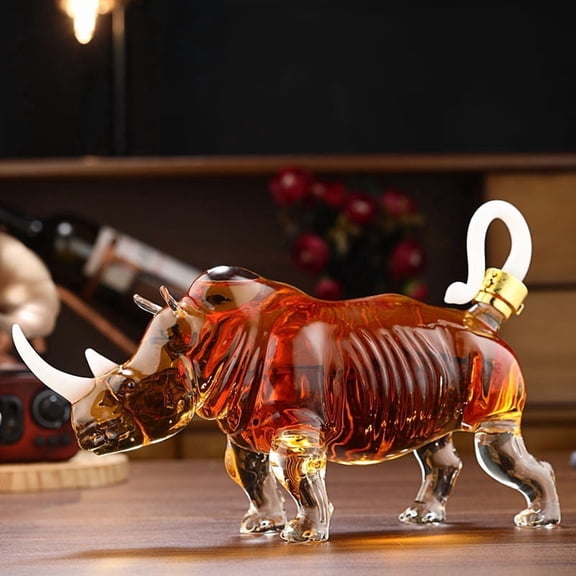 Darzheoy Whiskey Decanter, Rhino Shape High Borosilicate Glass, Crystal Liquor Aerator & Dispenser, for Bourbon Scotch Brandy, Home Bar Decor Gift for Men