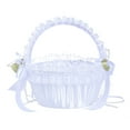 thumbnail image 1 of Darzheoy White Flower Girl Basket for Weddings - Flower Pedal Basket in Satin Bowknot and Pearl Design, 1 of 7