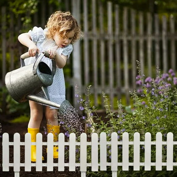 Darzheoy White Plastic Garden Fence Picket Edging for Lawns, Flower Beds, Plant Borders, Decorative Yard, Easy Install Outdoor Fencing,White