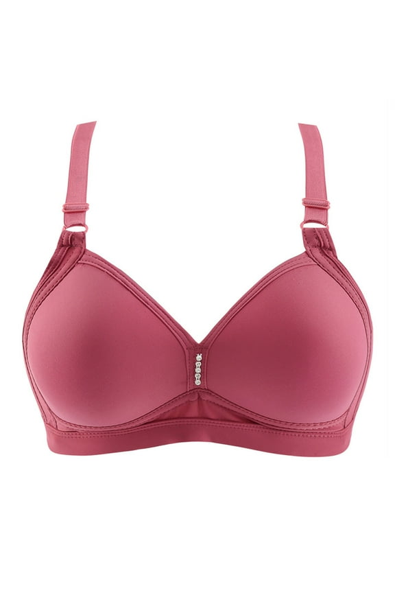 Wire-Free Bra for Women Bras Double Breasted Comfortable Breathable Anti-exhaust Base Solid Non-Steel Ring Non-Magnetic Buckle Underwear High Impact Bras for Women 36/80AB