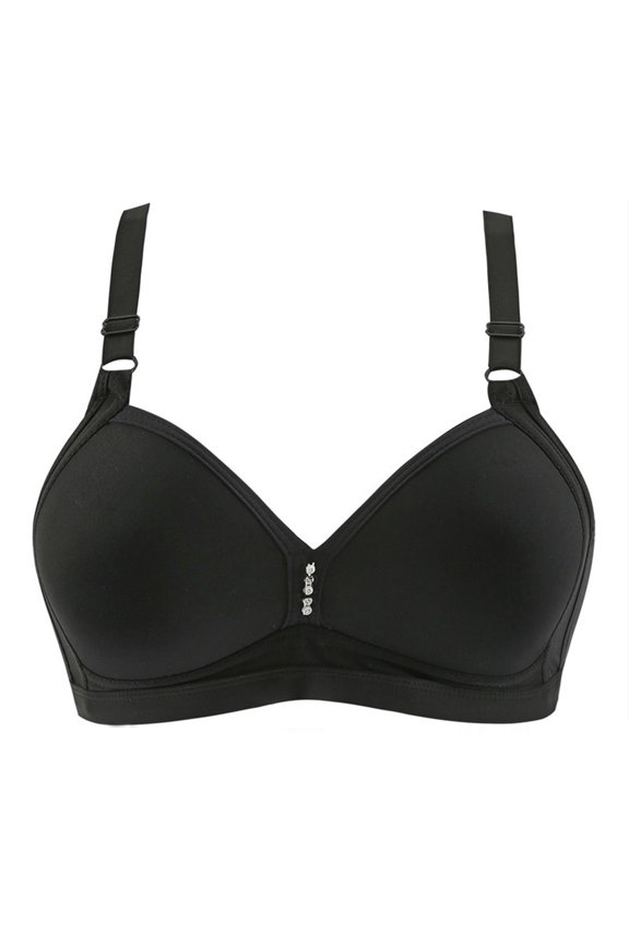 Wire-Free Bra for Women Bras Double Breasted Comfortable Breathable Anti-exhaust Base Solid Non-Steel Ring Non-Magnetic Buckle Underwear High Impact Bras for Women 34/75AB