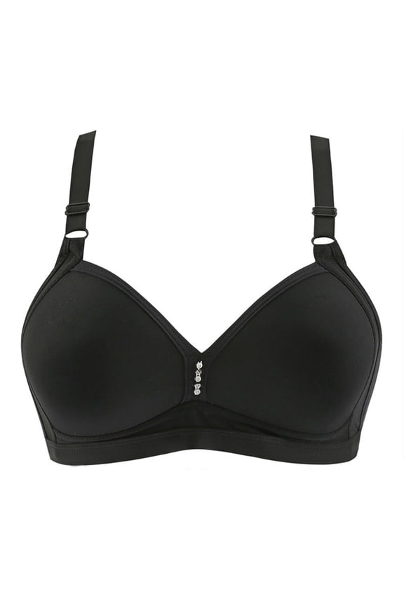 Wire-Free Bra for Women Bras Double Breasted Comfortable Breathable Anti-exhaust Base Solid Non-Steel Ring Non-Magnetic Buckle Underwear High Impact Bras for Women 32/70AB