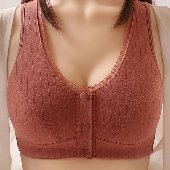 Darzheoy Wire-Free Bra for Women Bras Plus Size Front Buckle Comfortable Breathable Base Solid Non-Steel Ring Non-Magnetic Buckle Beauty Back Underwear Womens Sports Bras 42/95