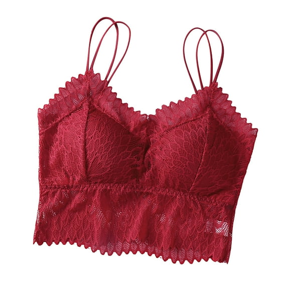 Darzheoy Wire-Free Bra for Women Fashion Lace Beauty Back Solid Strap Wrap Hollow Out Bra Underwear Sport Bras One Size