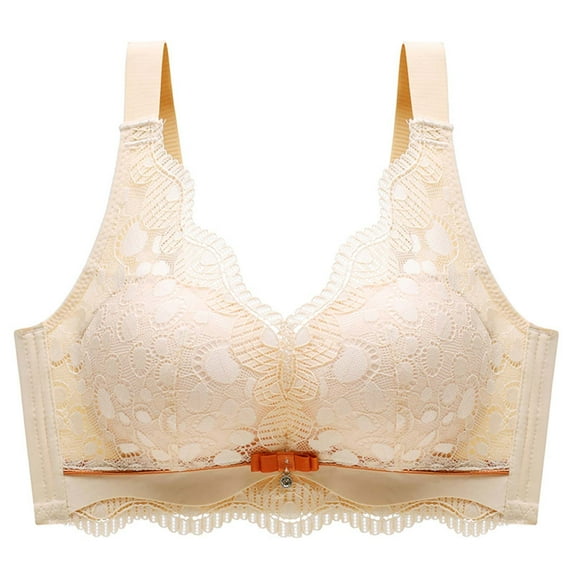 Darzheoy Wire-Free Bra for Women Plus Size Sexy Lace Printing Non-Steel Bowknot Underwear Bra Bras for Women High Support 36BC