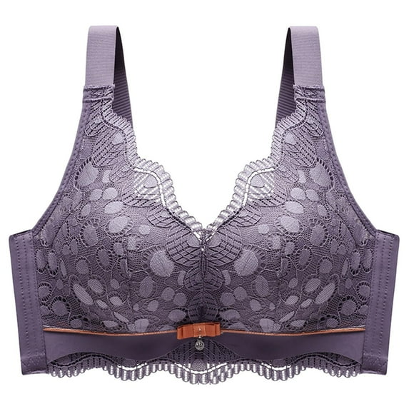 Darzheoy Wire-Free Bra for Women Plus Size Sexy Lace Printing Non-Steel Bowknot Underwear Bra Bras for Women High Support 42BC