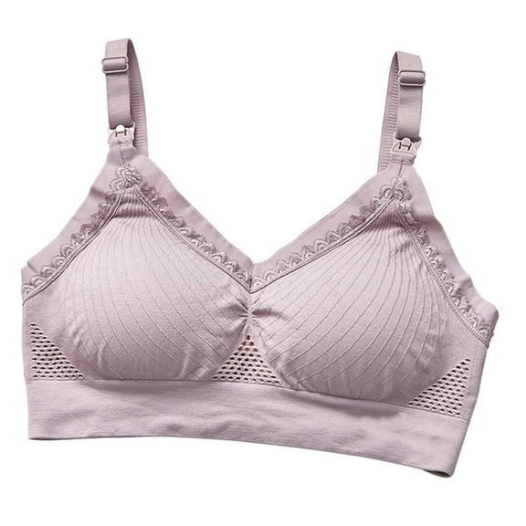 Darzheoy Wire-Free Bra for Women Pregnancy Seamless Breastfeding Bras No Underwire Breathable Lace Breastfeding Underwear Push Up 40