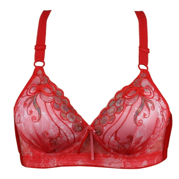 Darzheoy Wire-Free Bra for Women Solid Color Comfortable Hollow Out Perspective Bra Underwear No Rims High Impact Bras for Women 38/85BC