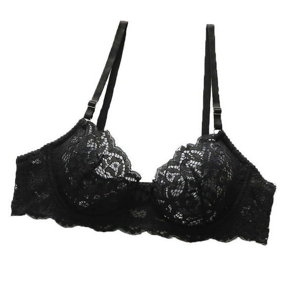 Darzheoy Women Black Lace Every Bra French Comfort Ventilate Thin Style Sexy Bra Sport Bras 75C