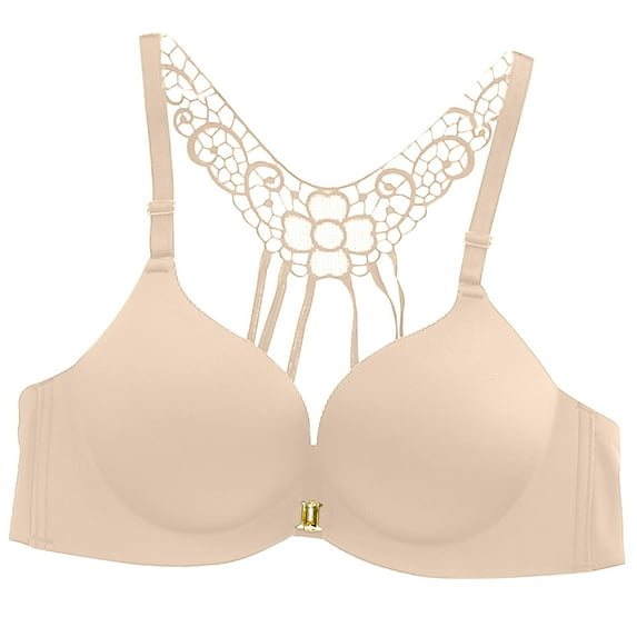 Darzheoy Women Sexy Leopard Print Beautiful Back Lace Bra Non-marking Bra Wire-Free Bra 32/70AB