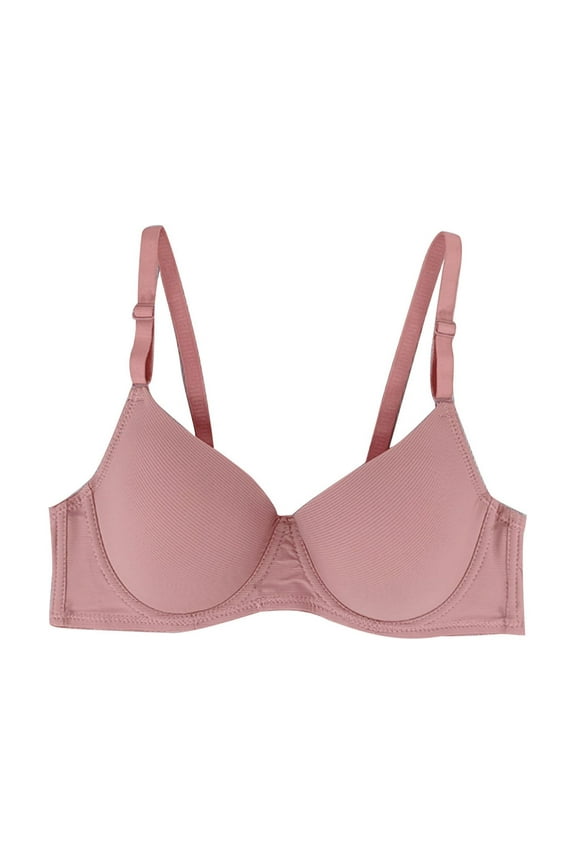 Women Solid Underwear Sexy Small Breasts Push Up Detachable Double Shoulder Straps Underwire Bra Womens Sports Bras 75B