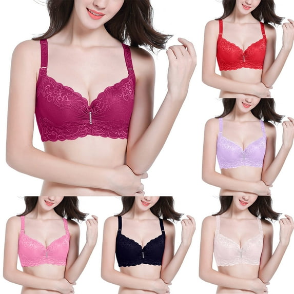 Darzheoy Women's Four-breasted Steel Ring Charcoal Thin Bra Sexy Underwear Sexy Bras for Women 44/100