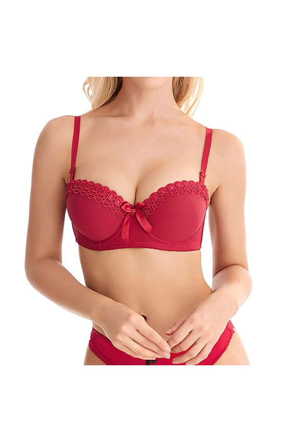 Women's Lace Beauty Back Solid Strap Wrap Plus Size Bra Underwear High Support Bras for Women 70C/75D/70E/75A/75B/75C