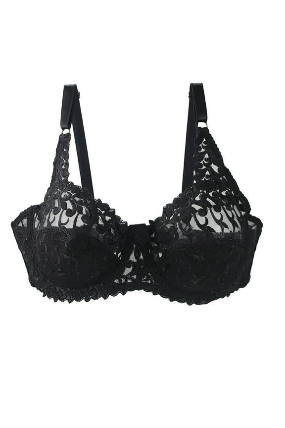 Women's Lace With Steel Solid Color Sexy Double Breasted Push Up Wire-Free Bra 38/80D