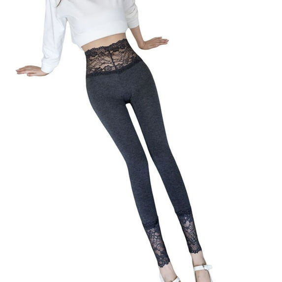 Darzheoy Women's Leggings Fall Solid Color Versatile Comfortable Thin Skinny Slim High Elasticity Casual Cotton Lace Bottomed Pants