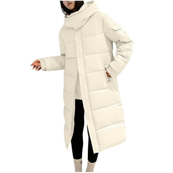 Darzheoy Women's Long Winter FauxFur Coat Puffer Warm Jacket with Detachable Hood