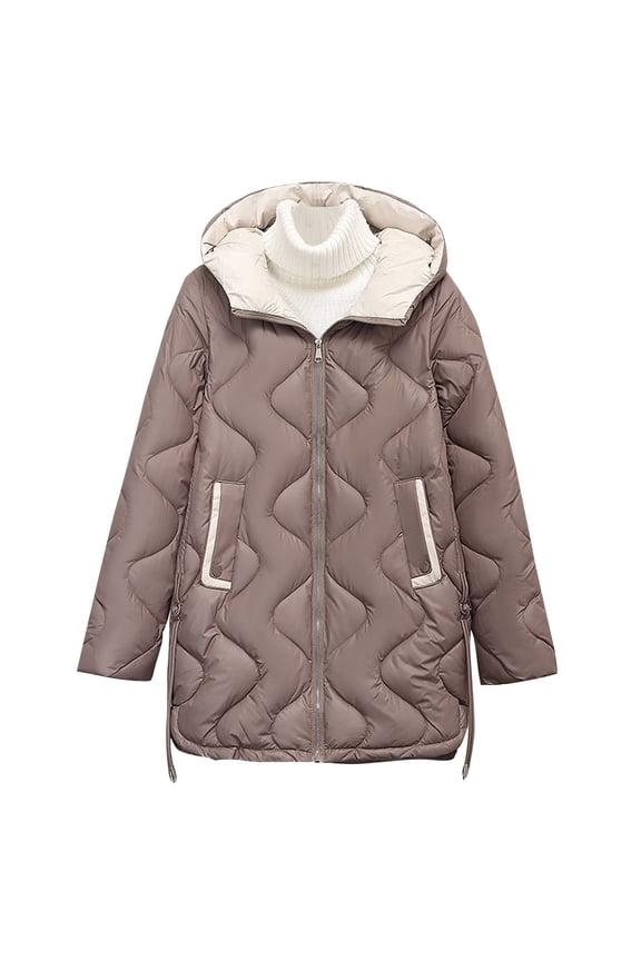Women's Long Winter FauxFur Coat Puffer Warm Jacket with Detachable Hood