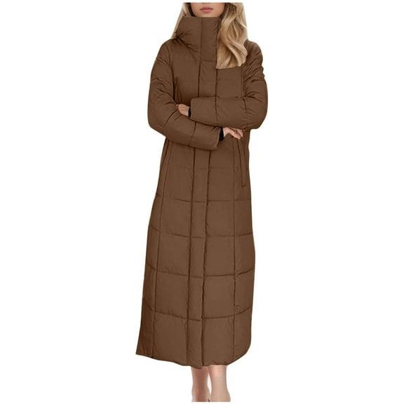 Darzheoy Women's Long Winter FauxFur Coat Puffer Warm Jacket with Detachable Hood