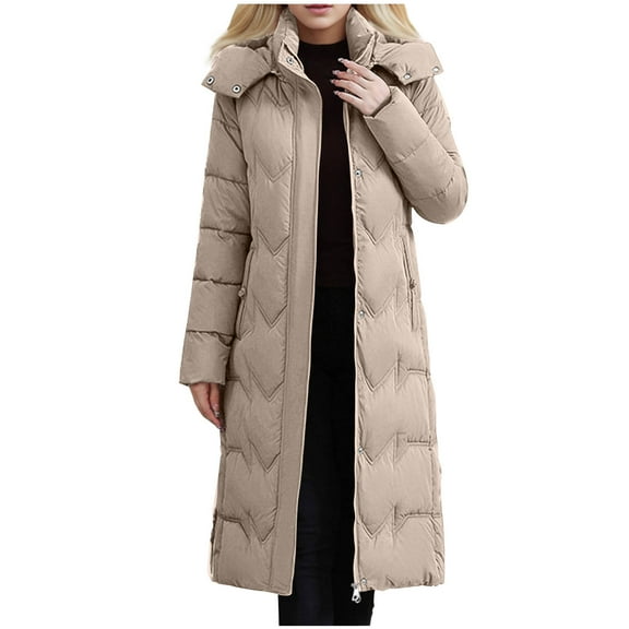 Darzheoy Women's Long Winter FauxFur Coat Puffer Warm Jacket with Detachable Hood