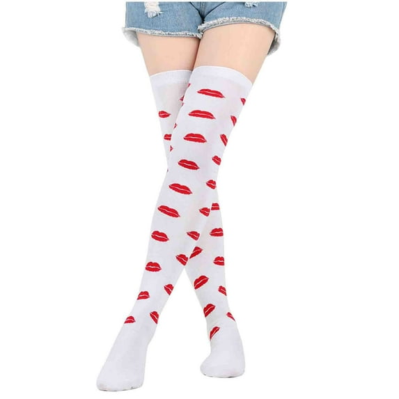 Darzheoy Women's Socks Fall and Winter Cotton Thermal Polka Dots Printed Knee Socks, Mid Tube Socks,Casual Thickened Solid Color Socks
