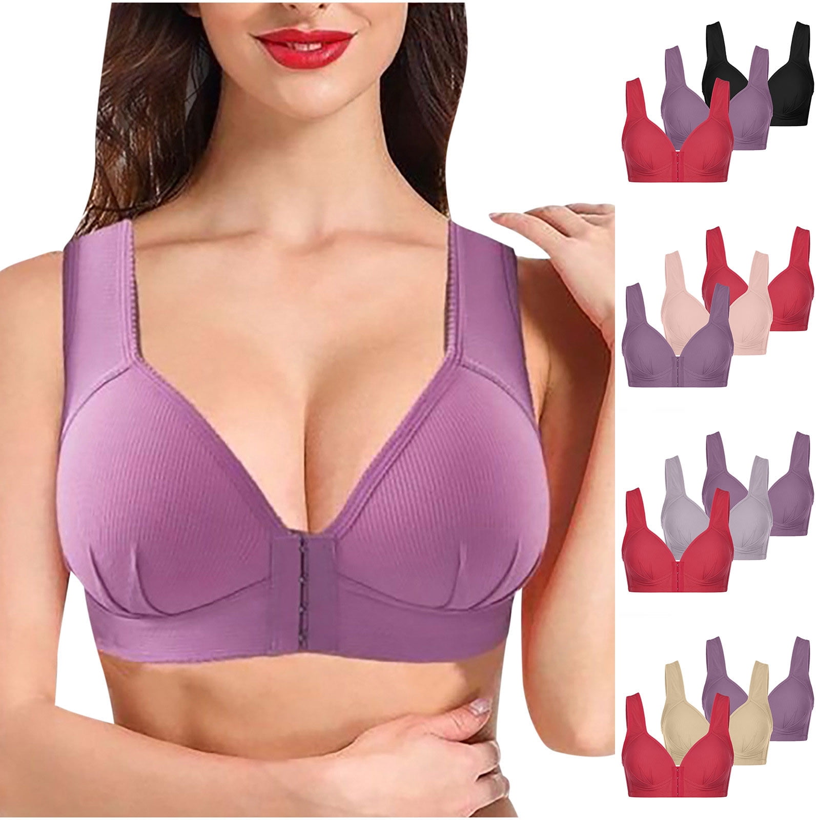 Solid Color Bra Darzheoy Women's Solid Color Bra Underwear 3-piece Bra Daily Underwear ...