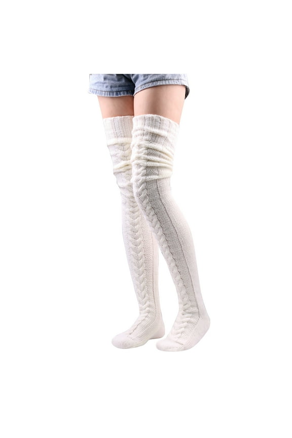 Women's Stockings Versatile Comfortable Fall Winter Thermal Casual Long Tube Over The Knee Solid Color Pile Socks