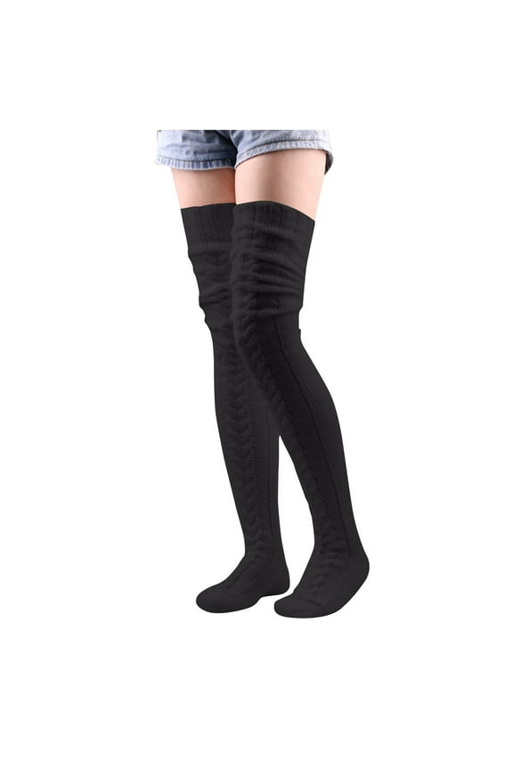 Women's Stockings Versatile Comfortable Fall Winter Thermal Casual Long Tube Over The Knee Solid Color Pile Socks