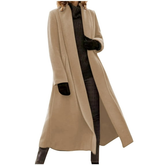 Darzheoy Women's Wool Trench Coat Winter Long Thick Overcoat Walker Coats