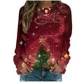 thumbnail image 1 of Darzheoy Womens Christmas Tops Star Suquins Fall Winter Round Neck Loose Casual Sweatshirts Printed Long Sleeve Fashion Seamless Drop Shoulder Hoodless Blouses, 1 of 4