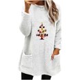 thumbnail image 1 of Darzheoy Womens Christmas Tops Thermal Fall Winter Casual Long Sleeve Plus Size Sweatshirts Printed Solid Color Graphic Round Neck Plush Thickened Hoodless Blouses, 1 of 4