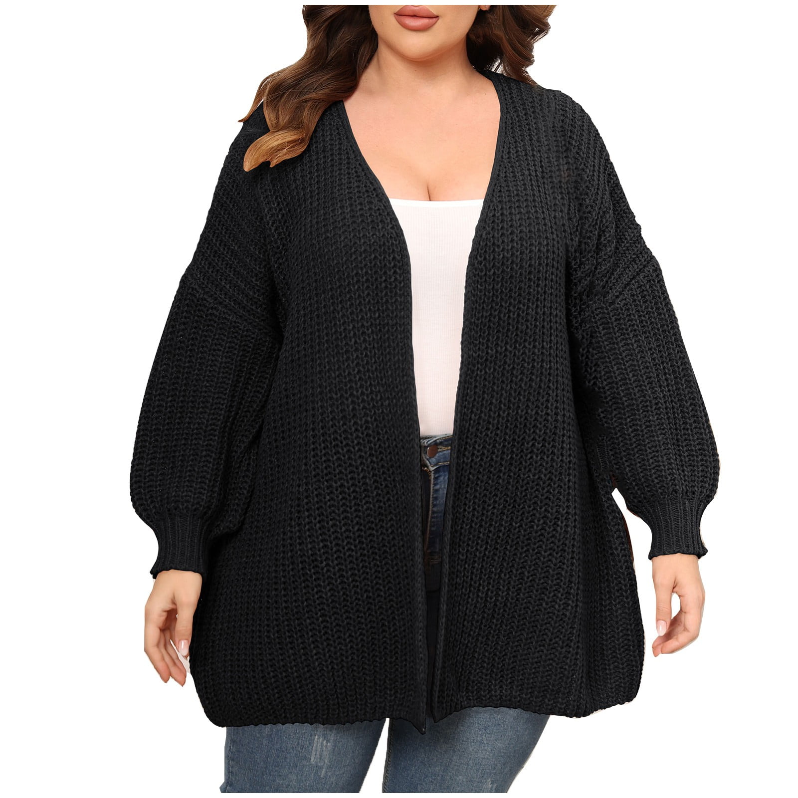 Darzheoy Womens Loose Cardigan Plus Size Thick Woolen Fall Winter Drop
