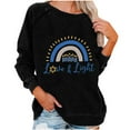 thumbnail image 1 of Darzheoy Womens Solid Graphic Tops Hanukkah Loose Long Sleeve Color Block Printed Trendy Drop Shoulder Blouse Shirt, 1 of 4