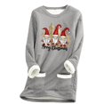 thumbnail image 1 of Darzheoy Womens Tops Casual Fashion Solid Color Printed Long Sleeve Sweatshirts Hoodless Fall Winter Thickened Thermal Round Neck Pullover Christmas Blouses, 1 of 3
