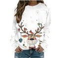 thumbnail image 1 of Darzheoy Womens Tops Casual Solid Color Christmas Graphic Pullover Hoodless Printed Sweatshirts Fall Winter Loose Round Neck Fashion Seamless Long Sleeve Blouses, 1 of 4