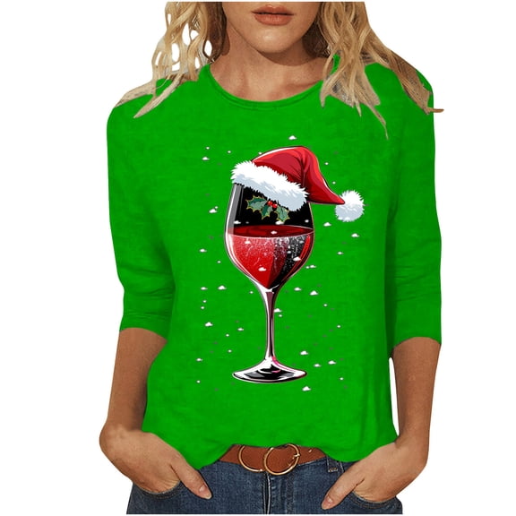 Darzheoy Womens Tops Christmas Pullover Loose Thickened Thermal Pocket Versatile Sweatshirts Fall Winter Fashion Thermal Printed Long Sleeve Blouses