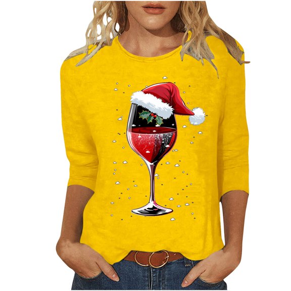 Darzheoy Womens Tops Christmas Pullover Loose Thickened Thermal Pocket Versatile Sweatshirts Fall Winter Fashion Thermal Printed Long Sleeve Blouses