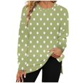 thumbnail image 1 of Darzheoy Womens Tops Fall Winter Pullover Trendy Solid Color Hoodless Sweatshirts Side Split Drop Shoulder Casual Round Neck Polka Dots Printed Plus Size Comfortable Blouses, 1 of 4