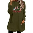 thumbnail image 1 of Darzheoy Womens Tops Fall Winter Thermal Drop Shoulder Pullover Thickened Sweatshirts Hoodless Printed Solid Color Pocket Plush Christmas Long Sleeve Blouses, 1 of 1